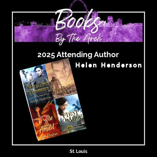 history2write's tweet photo. Had a great time at Books By The Arch. People pulled grocery carts and wheeled backpacks full of books and played author bingo. A popular newcomer to my table presentation was Medraut, who lounged on a wooden box overlooking the book series he was a character in. #dragonshifters https://t.co/NMPCamtGcO