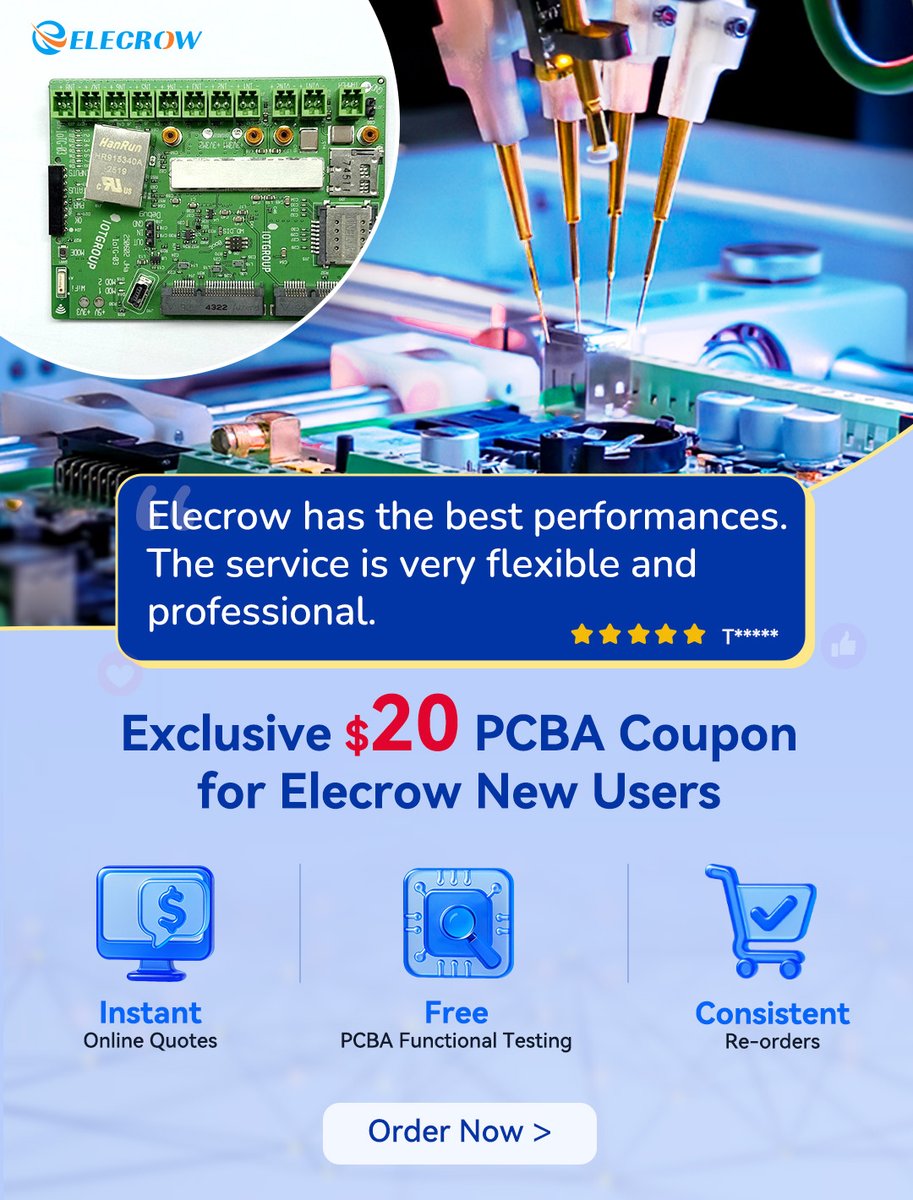 Elecrow1's tweet image. 📢 Keep your ears open! Check out what our customers are saying about #Elecrow&apos;s PCBA services. Their satisfaction speaks for itself. Ready to give it a try?  👇 #ElecrowPCB
elecrow.com/feedback/order…