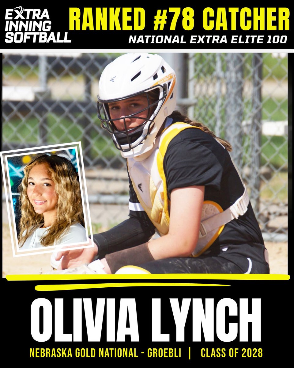 Humbled and honored to have made the <a href="/ExtraInningSB/">EXTRA INNING SOFTBALL</a> National Extra Elite 100 list. Thank you to my coaches <a href="/GroebliSkyler/">Skyler Groebli</a> <a href="/CoachSturgeon21/">Jeff Sturgeon I Head Softball Coach Omaha Mercy</a> , my parents, and my teammates for always supporting and believing in me! <a href="/GoJacksSoftball/">Jackrabbit Softball</a> <a href="/BluejaySoftball/">Creighton Softball</a> <a href="/NEGOLD15U/">Nebraska Gold ‘10s</a> <a href="/HuskerSoftball/">Nebraska Softball</a>