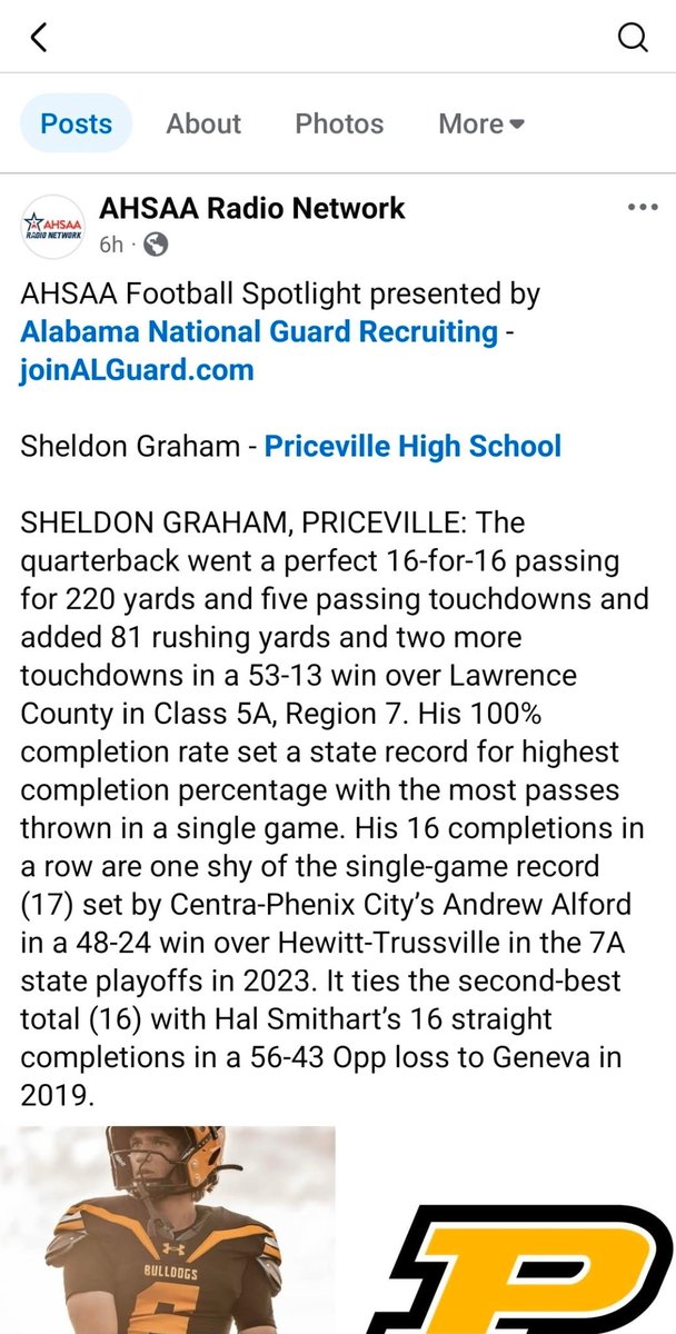 State Record!!
<a href="/Coach_ABurke/">Austin Burke</a> 
<a href="/SethParker12/">Seth Parker</a> 
<a href="/PricevilleFB/">Priceville Football</a> 
<a href="/dprice_qb17/">Coach Demetric Price</a> 
<a href="/HallTechSports1/">Hall-Tech Sports</a> 
<a href="/DexPreps/">DexPreps</a> 
<a href="/AL5AFootball/">Alabama 5A Football</a> 
<a href="/PrepRedzoneAL/">Prep Redzone Alabama</a> 
<a href="/MrWayneJohnson/">Wayne Johnson</a> 
<a href="/Stan1Houston/">Stan Houston</a> 
<a href="/QBHitList/">QBHitList.com</a> 
<a href="/Rivals/">Rivals</a> 
<a href="/247Sports/">247Sports</a> 
<a href="/page21marcus/">Marcus Page Sr</a>
