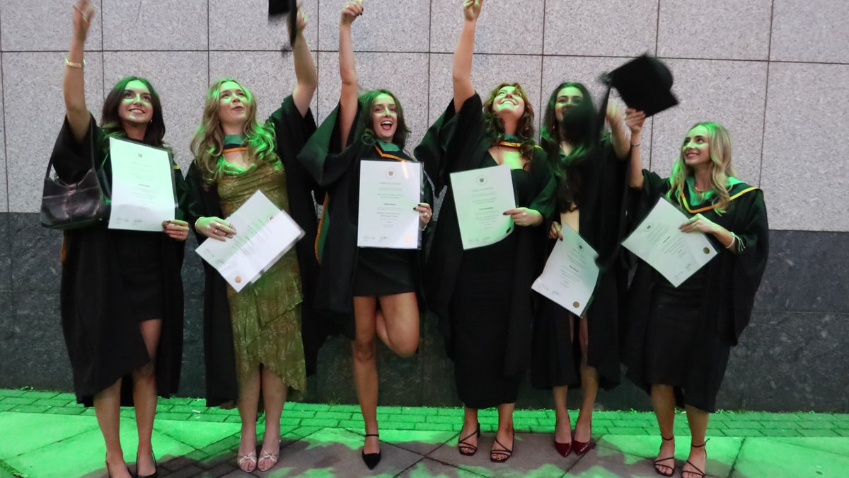 Congrats to these DCU graduates who graduated on Thursday. Daughter Claire is in the middle. #ProudDad #DCU #Graduate