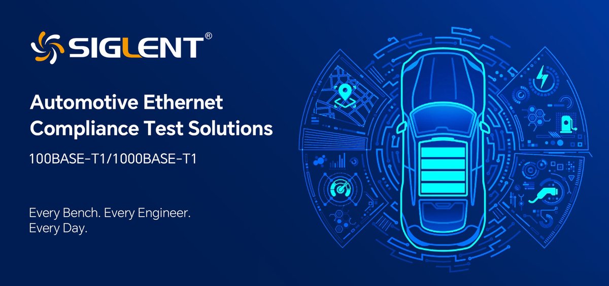 Siglent_Tech's tweet image. SIGLENT’s Automotive Ethernet Compliance Test solutions offer reliable validation for 100Base-T1 and 1000Base-T1 standards. Tests include clock, transmitter, return loss, mode conversion and drop testing. Siglent can also provide the FX-AMETH fixture kit. Learn more:…