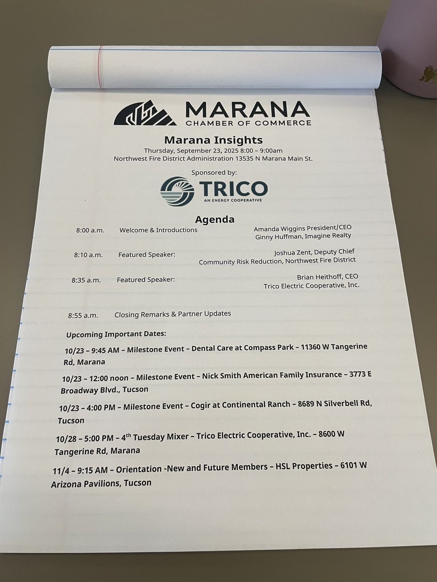 Deputy Chief Zent presented at the Marana Chamber of Commerce Insights this morning to share key concepts around Community Risk Reduction. Partnership with local businesses is a vital part of keeping our community safe. 

You can help make a difference too! Complete our community