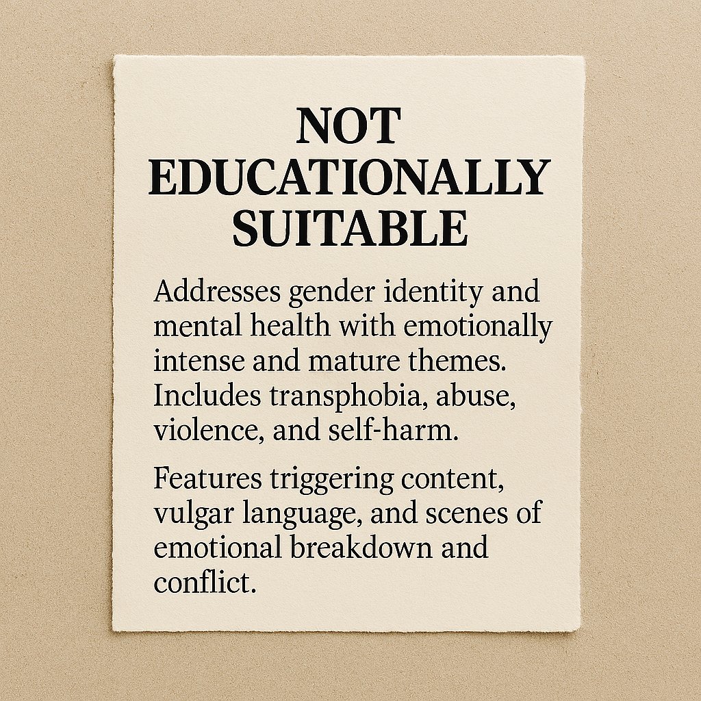 reneee_green's tweet photo. 🚨 Attention FHSD Parents 🚨
📚 Not Educationally Suitable
This book explores gender identity and mental health through mature and emotionally intense themes.
⚠️ Includes transphobia, abuse, violence, and self-harm.
🔴 May be triggering for sensitive readers. https://t.co/dUKerQy862