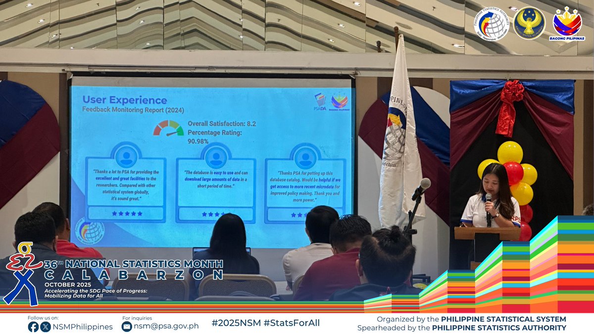 psacalabarzon's tweet image. Ultimately, it seeks to promote their adoption and institutionalization across local government units and partner agencies to ensure the generation of high-quality, comparable data for development.
#36thNationalStatisticsMonth
#2025NSM #StatsForAll