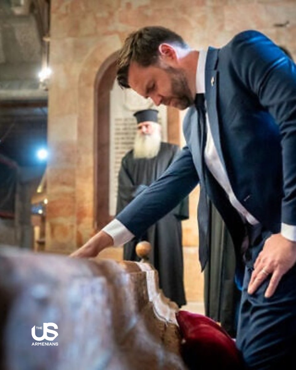 U.S. Vice President JD Vance and Second Lady Usha Vance visited the Armenian section of Jerusalem’s Church of the Holy Sepulchre, where they received a guided introduction to the Armenian Church and Patriarchate from Bishop Koryun Baghdasaryan. 

Source: Azatutyun