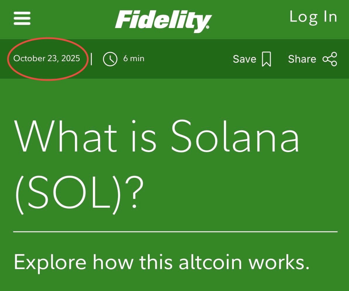 Fidelity, one of world’s largest asset managers w/ some $6tril AUM, is now offering *spot* solana trading &amp; custody…

Also now educating everyday investors on sol.

*Quickly* heading down path to where investors can own spot crypto right alongside usual tradfi investments.