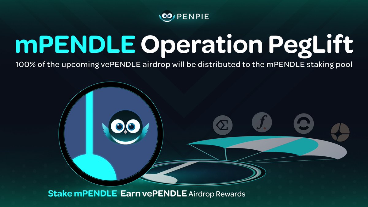 Penpiexyz_io's tweet image. $400K in vePENDLE airdrop rewards are now streaming 100% to $mPENDLE stakers on @Penpiexyz_io. 🪂
🔼 Yield surged to 38%+ APY
📈 Trading volume up 128%
🧠 Strategic peg recovery underway
Stake, LP, or grab YT–mPENDLE to earn daily.
Start here → pendle.magpiexyz.io/stake