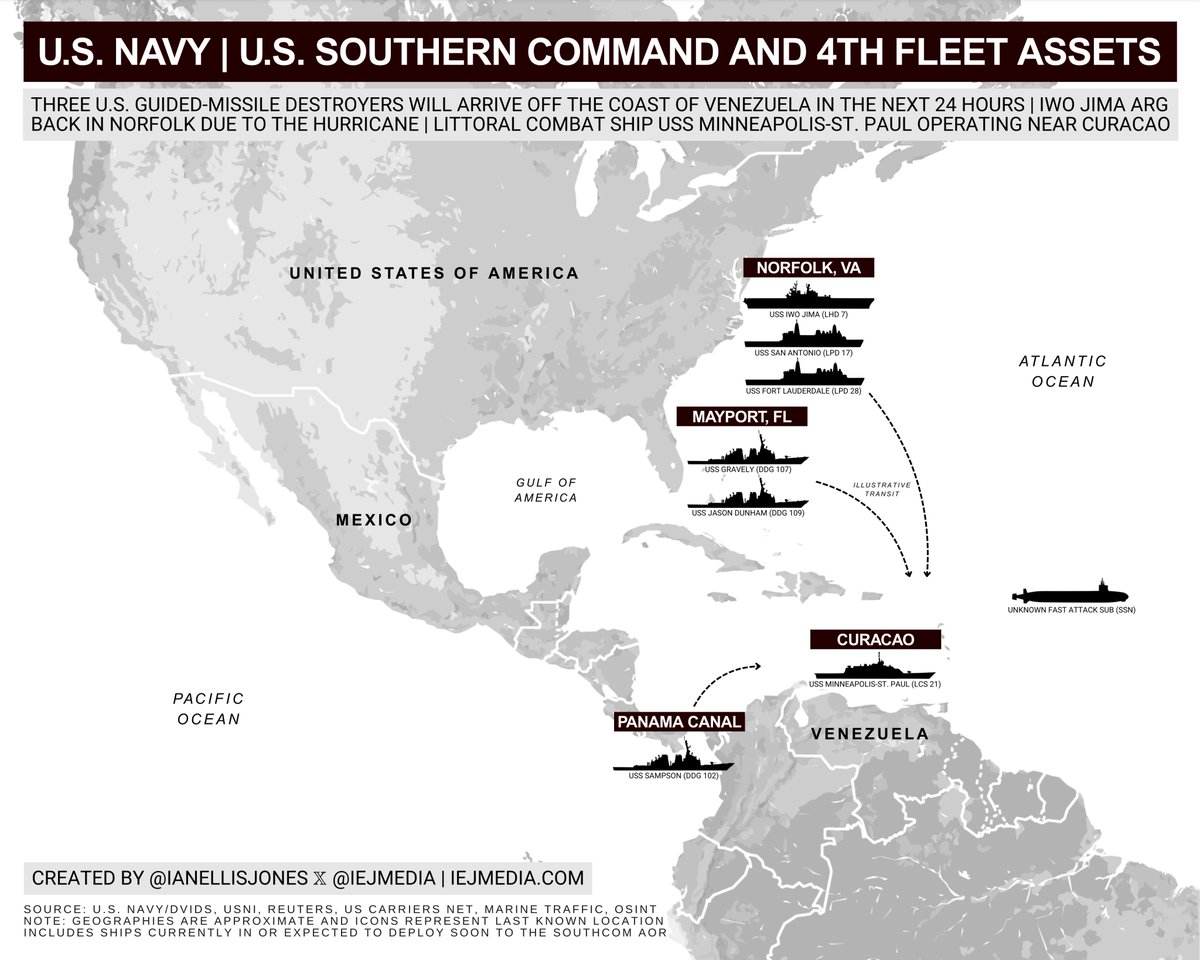 PabloHernandezB's tweet image. Shoutout to Ian Ellis-Jones (@ianellisjones) for his great infographics about the US deployment in the Caribbean.

Thank you for keeping us informed!

#Infographics🗺📊