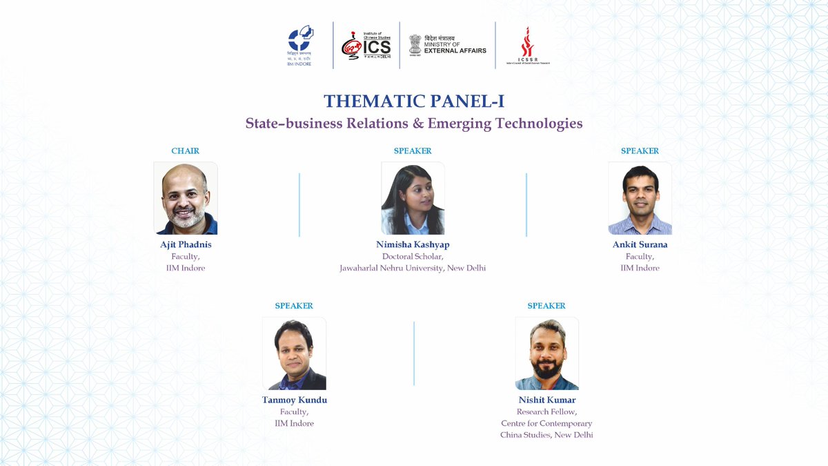 IIM_I's tweet photo. #18thAICCS | Looking forward to the two thematic panels on Day 1 of the 18th All India Conference of China Studies (AICCS)! 
#IIMIndore #IIMI #AICCS #ChinaStudies #IndiaChina #Research #Academia #Conference @askhimanshurai @ics_delhi @icssr @EduMinOfIndia @MEAIndia https://t.co/4RwjT4qjwU