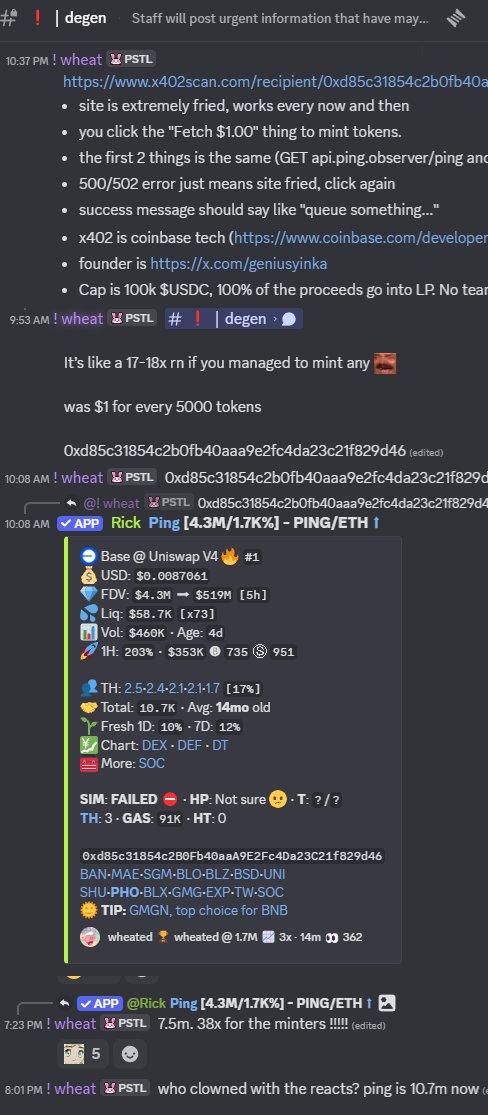 PastelAlpha's tweet image. Thank you @wheat0x for the ping on $PING !

Each $1 mint = 5000 tokens
Equivalent to a mc of 215k &amp;gt; 14m (65x!)