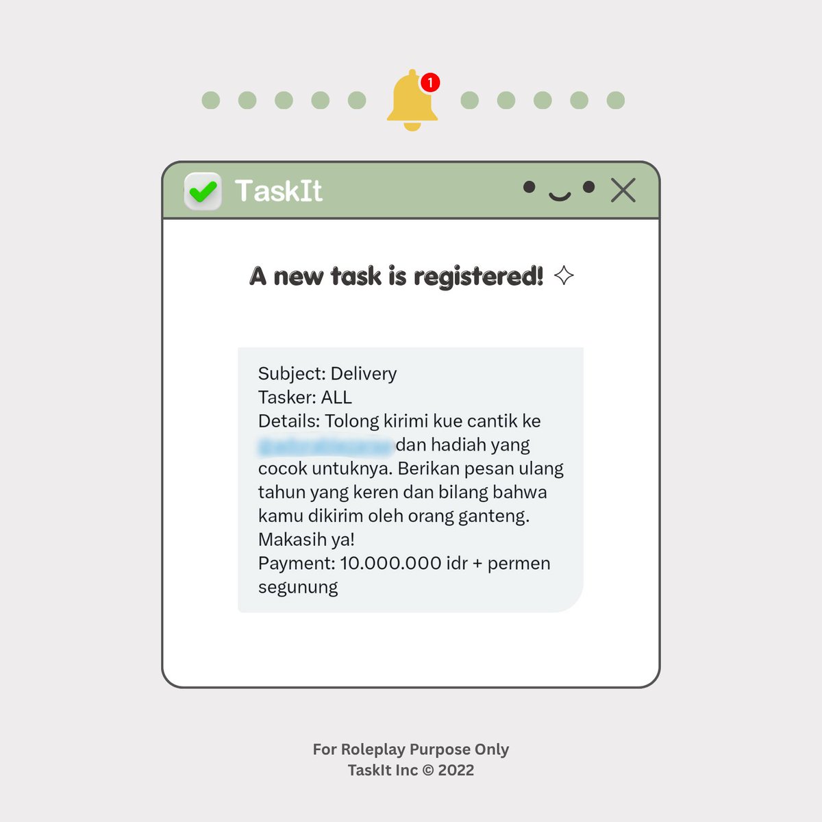 TaskItRP's tweet image. 🟢
TASK # 708  is completed!
Tasker : 
@EngineeredFairy @chelssangel @selcouthleal @LYINGF0X @N0CTURNEKISS @FLEUV3 @Child0fShadow @quixorta @kebohonganmanis @lackriders @un_decipherable @thpinking @RAVENLEGANT @makamkeeper @violabellus

Thank you for using our service^-^)7