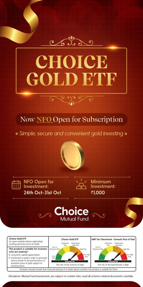 sumeetbagadia's tweet image. Choice Gold ETF is open - all can apply now ❤️👍
