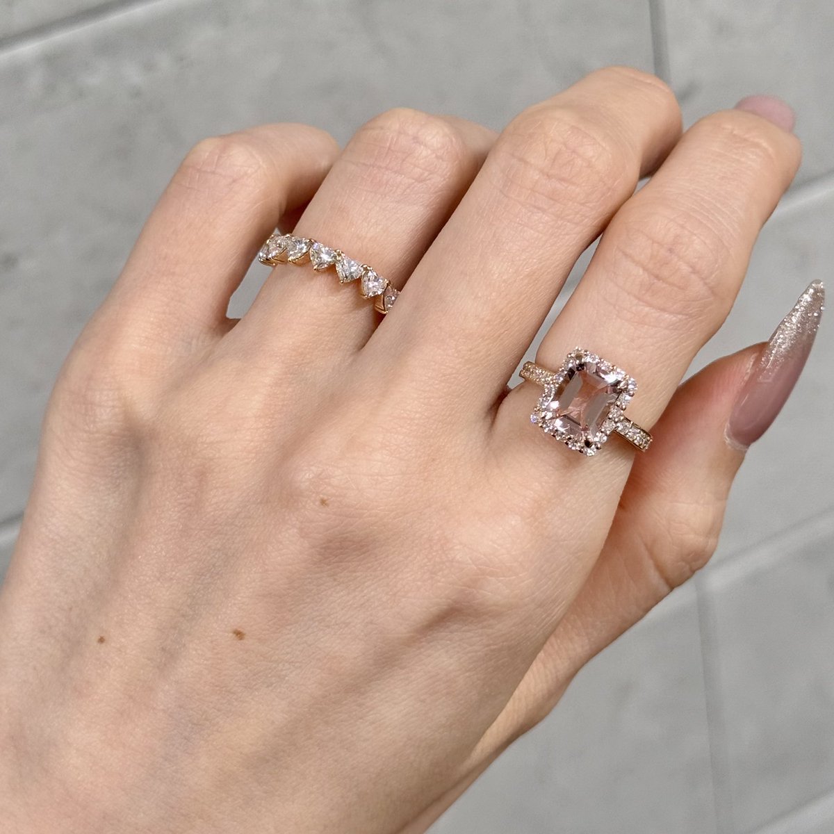 【のあP】あーるめいど　KUJAKUリング モルガナイト YG ANDY】K9PG モルガナイト・ダイヤモンド リング | KU-CROISSANT