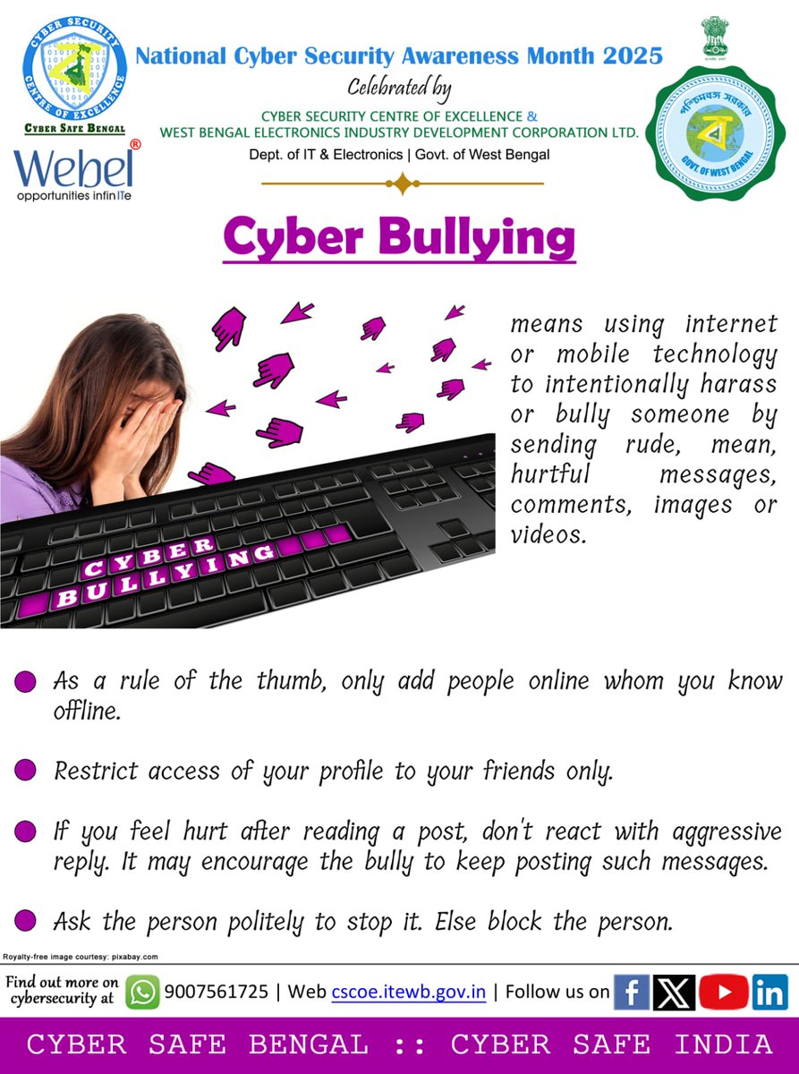 cscoe_wb's tweet image. Every year October is celebrated as National Cyber Security Awareness Month to emphasize the importance of staying safe online. Share our daily posters with your friends to spread cyber security awareness for Day 24
#CSCOE #CyberAwareness #cybersecurity #NCSAM