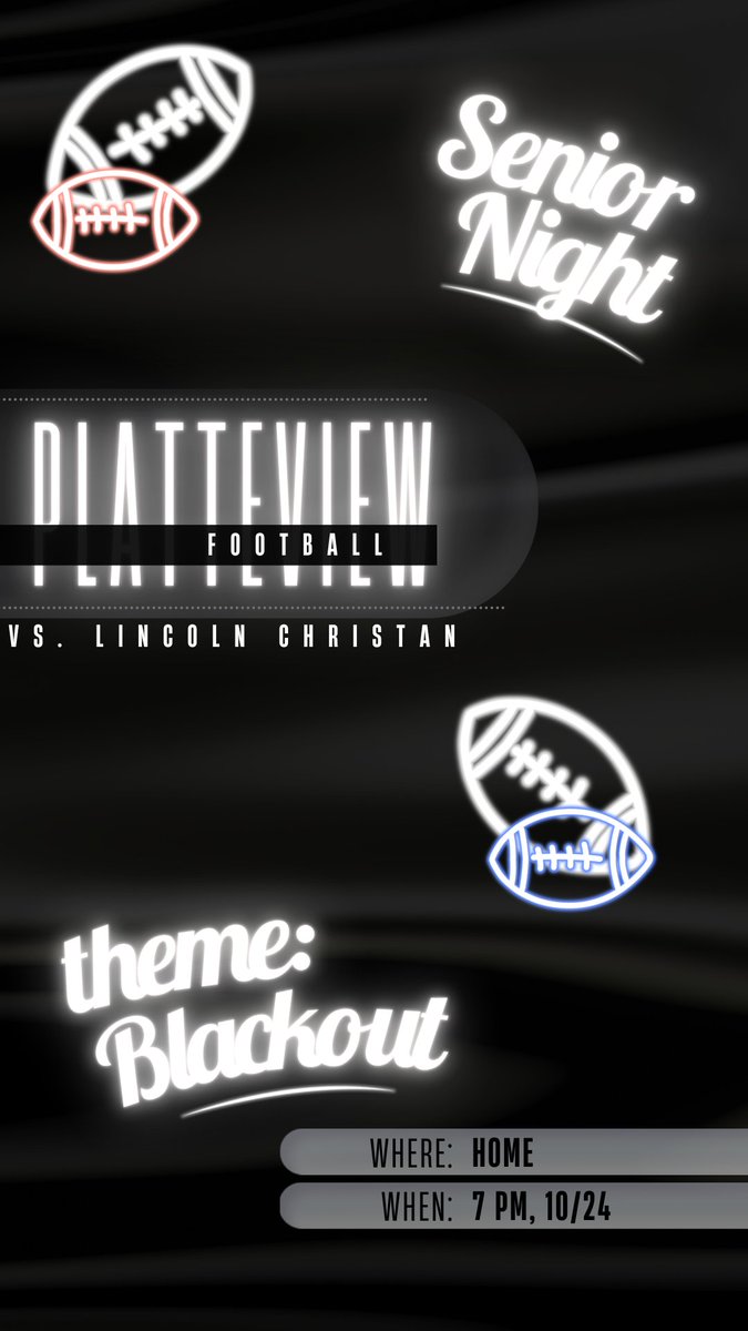 Make our seniors proud tomorrow and black out those stands! 

 <a href="/PlatteviewFB/">Platteview Football</a>
