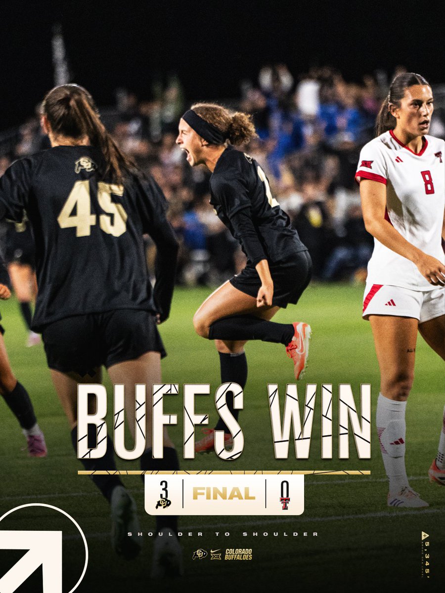𝗧𝗢𝗣 𝟱 𝗪 😤

No. 22 <a href="/CUBuffsSoccer/">Colorado Buffaloes Soccer</a> defeats No. 5 Texas Tech! 

#GoBuffs