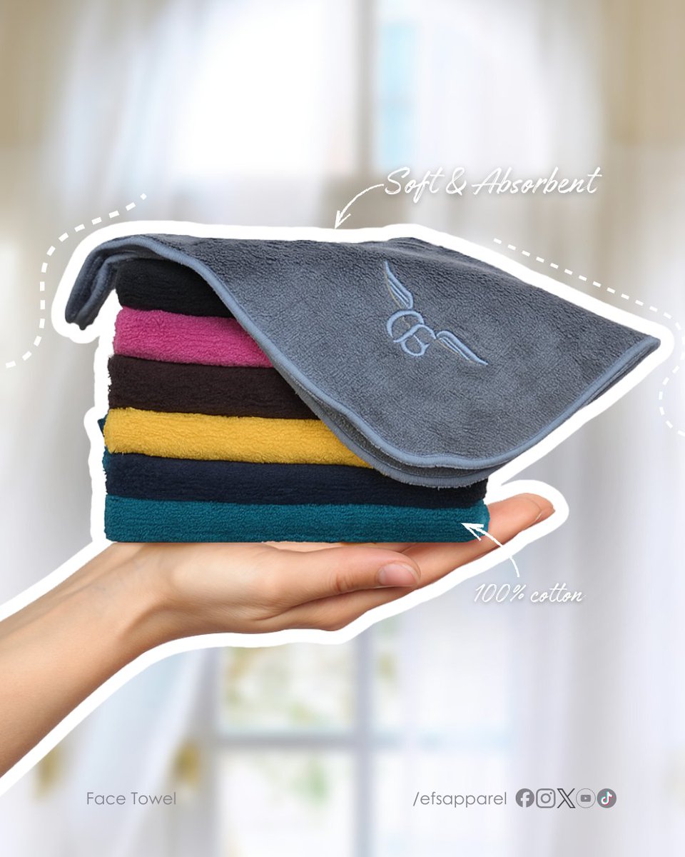 Soft, absorbent, and made from 100% cotton, your daily essential in 7 refreshing colors for him &amp; her. 💦
✨ Feel the comfort, choose your color, and make every day fresh!

🛒 Grab yours now!
#EFSApparel #Towel