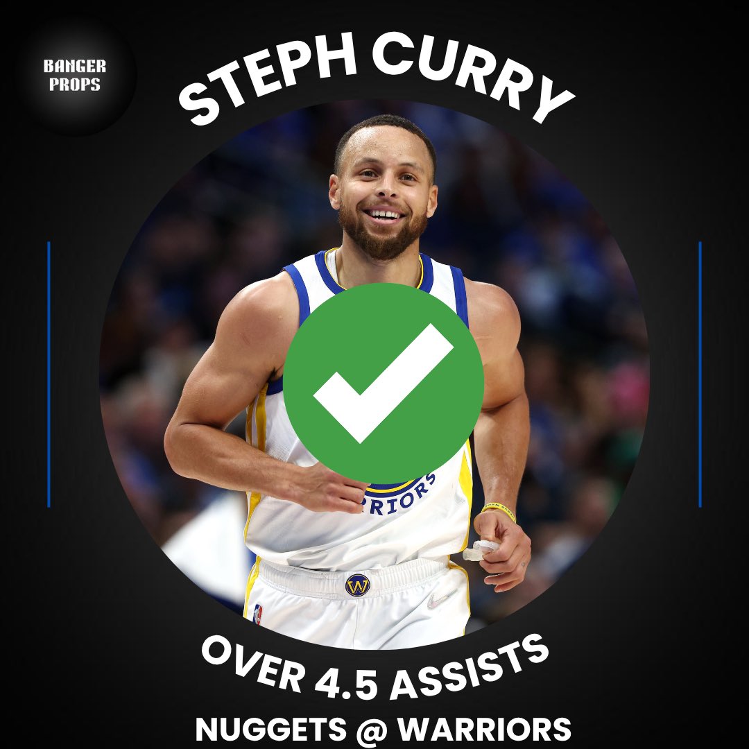 BangerProps's tweet image. WHAT A READ‼️

Steph Curry OVER 4.5 Assists✅ (-150)

Cashed this 6 minutes into the 2nd quarter!! All that had to happen for this to cash was for the Nuggets to blitz him, and they did! First play of the NBA season cashes!