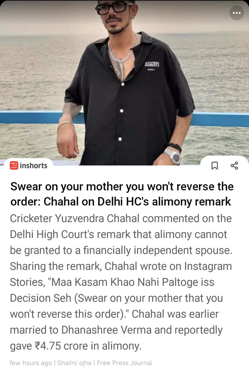 rohanagarwal01's tweet photo. @yuzi_chahal Bhai, Maa Behen is not important for this judiciary...only Biwi empowerment! https://t.co/455qWwTYq4