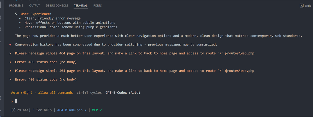 berthojoris's tweet image. Hi Team, I found bug when using GPT-5-Codex model. Error 400