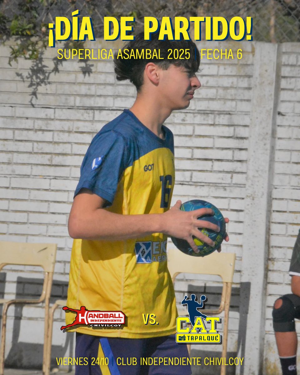 CatHandball1's tweet photo. ¡VIERNES DE PARTIDOS! 💪🏼

🏆 Superliga AsAmBal 2025
🗓 Fecha 6
🆚 Independiente Chivilcoy 
⏰ a partir de las 08:00 hs. (en caso de lluvia se jugará con el cronograma de horarios del GRILLON)
📍Club Independiente Chivilcoy

#VamosCATHandball 💙💛💙 https://t.co/fyn1VZ09SQ