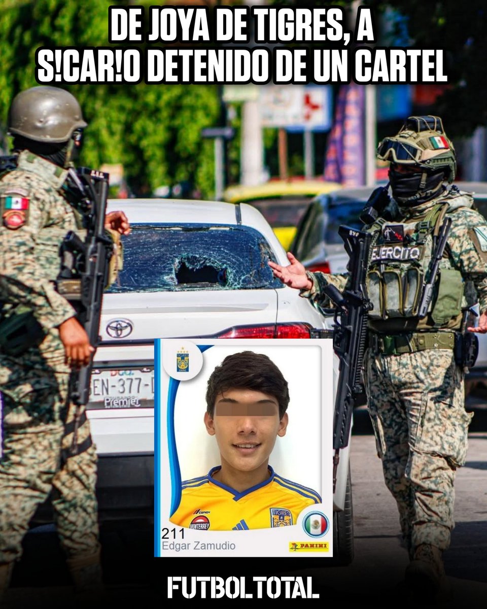 futboltotal's tweet image. TRISTE FINAL 😪🐯
La historia de Edgar 'N', ex promesa de los Tigres UANL que terminó en el crimen organizado, y fue detenido hace unos días por presunto asesinato en Culiacán. Una situación que refleja la violencia que sucede en el país.
🐯 Edgar Zamudio Rosales, de 23 años de…