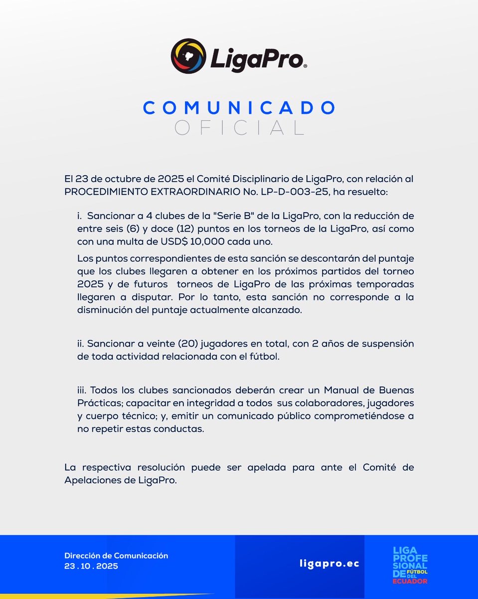 📍Comunicado oficial.