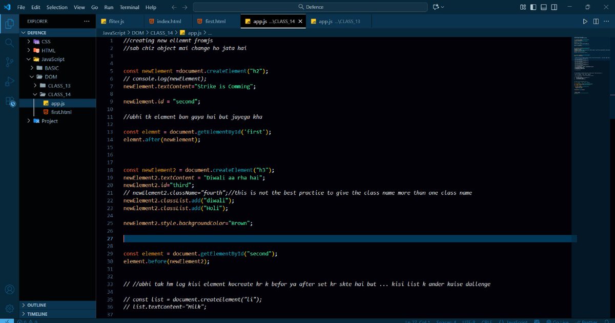 mehtab13066's tweet image. Back to learning mode! 💻
Just covered two amazing lectures from the Defence Course by Rohit Bhaiya & Aditya Bhaiya —
🌐 Intro to DOM in JS
⚙️ CRUD Operations
Feeling pumped to keep building and coding! 💪
#JavaScript #WebDev #Defence course #Coding journey