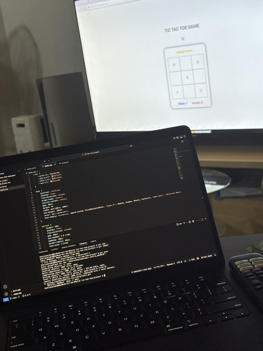 adio_ks's tweet image. I finally finish my Tic-Tac-Toe game… It was not an easy one, but I didn’t give up. And I’m glad cos I’ve learned a lot and understand better module, factory functions, private variable/functions.
Play with tour loved ones: mate229.github.io/tic-tac-toe-pr…
#TheOdinProject #LearnToCode