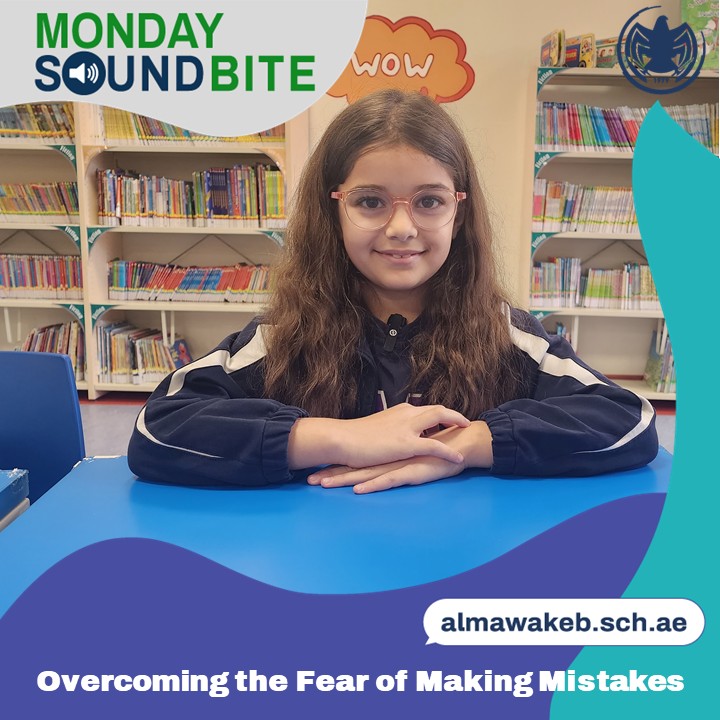 Our student, Kinda Khreibi, reminds us that every mistake is a stepping stone to success and that the courage to keep learning is what truly counts. Visit almawakeb.sch.ae to see the soundbite. #Mondaysoundbites