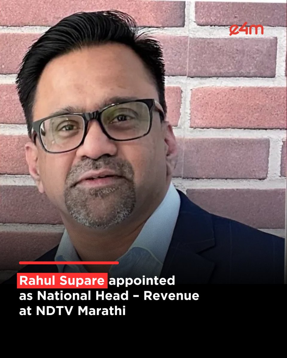 e4mtweets's tweet image. Rahul Supare appointed as National Head – Revenue at NDTV Marathi.
He was associated with Sakal Media Group as General Manager – All India Sales and Strategy.

Read the full story - exchange4media.com/people-movemen…

@NDTVMarathi 

#e4m #RahulSupare #NDTVMarathi #NationalHeadRevenue
