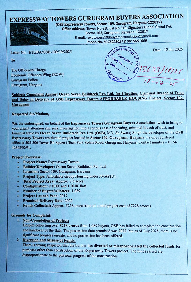 BuyersOsb's tweet image. @opsinghips पैसे वाले बिल्डर चार चार FIR के बावजूद अरेस्ट नहीं होते। हरियाणा में कोई भी Law &amp;amp; Order नहीं चलता । एक फ्रॉड वकील ने 2006 se real estate scam poore desh me chala rakha hai. #SwarajSinghYadav M/s #Oceansevenbuildtech pvt ltd #प्रधान_मंत्री_आवास_योजना  स्कैम । इसके…
