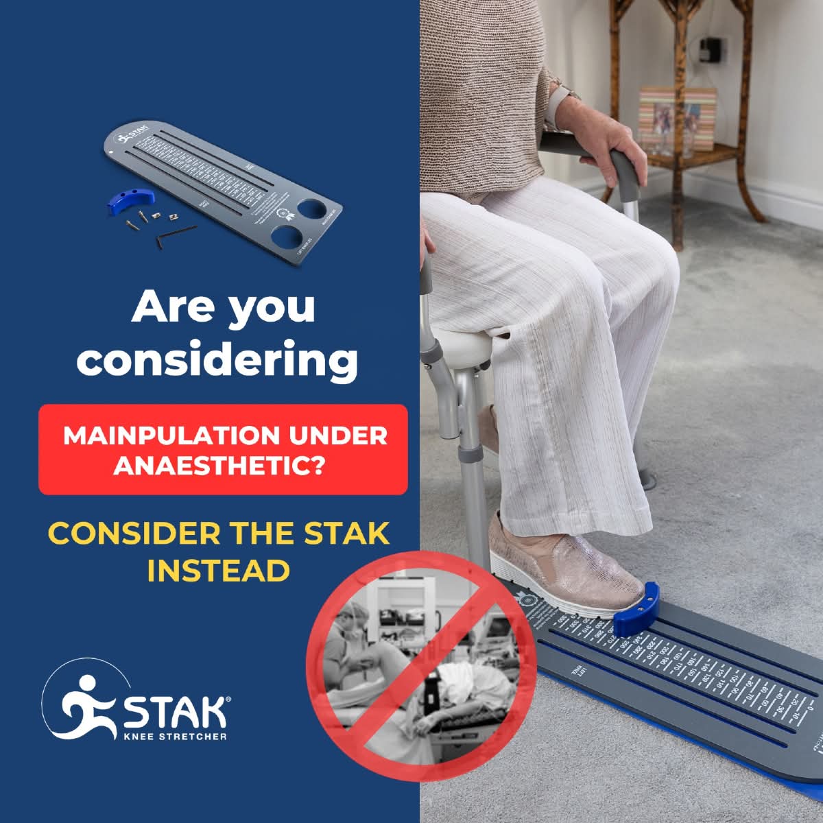 Avoid MUA—try the STAK way!

The STAK Knee Stretcher offers a natural, home-based solution to overcome stiffness &amp; regain mobility—no anesthesia needed.
✅ Daily progress
✅ Long-term results
Have you had MUA? Share your story👇

🔗 rfr.bz/tadabd7

#MUA #STAKTool