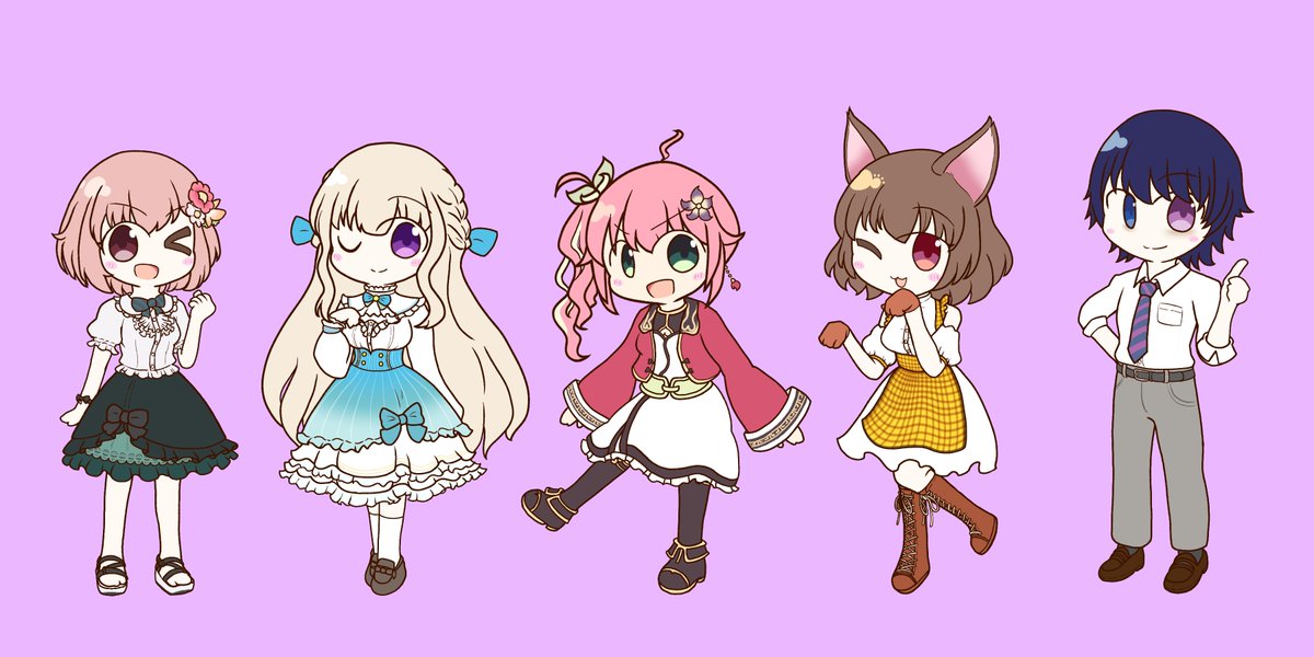 おすこんぶのお絵描き進捗です✏
たっすーも加わりついにボイ専5人勢揃い！あとは全員分の見直しくらいでしょうか🤔
初期のSD絵に比べると各メンバーに対する解釈が深まり、よりその人っぽい顔とかポーズで描けたような気がします。