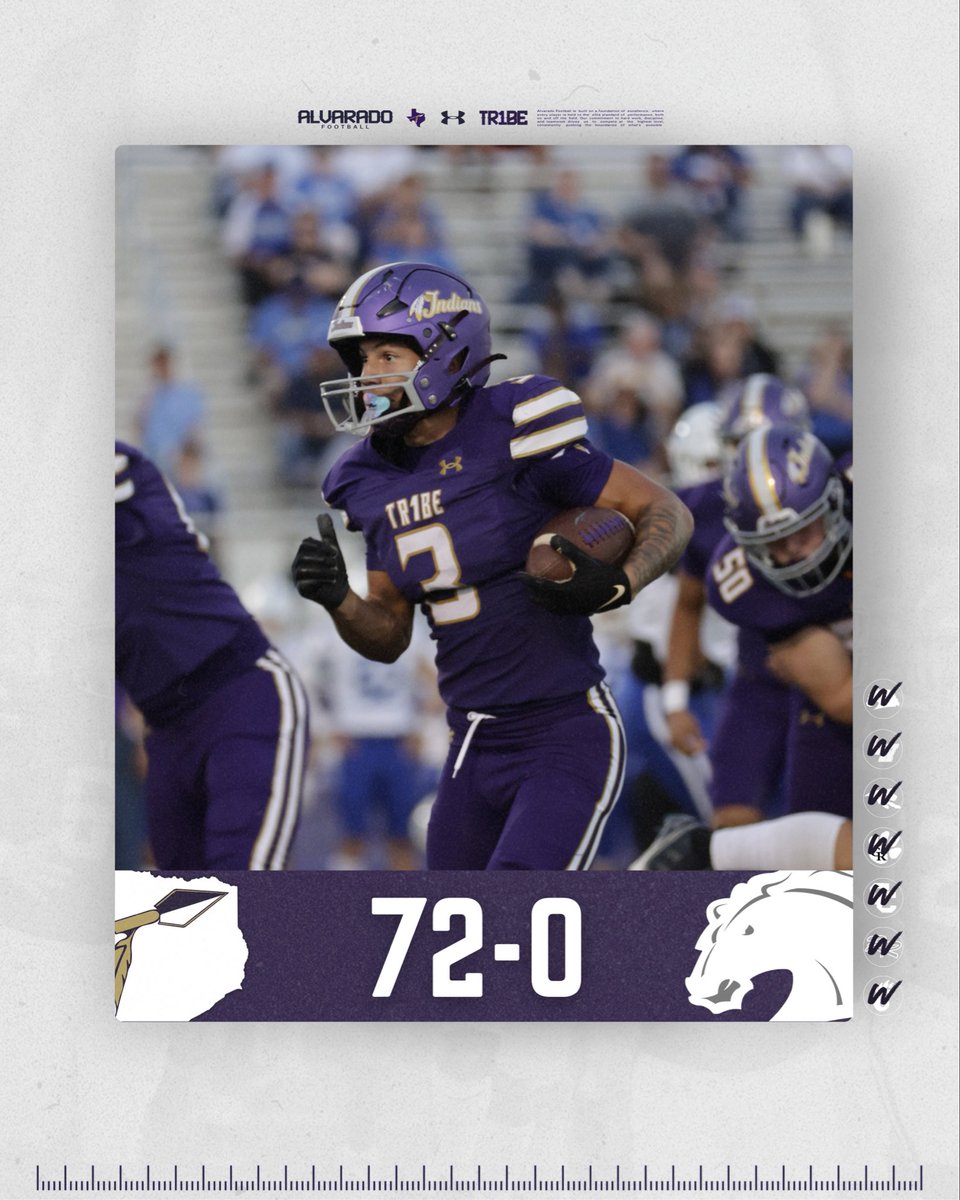 Final: 72-0

Great win on homecoming win! Back at it next week. Good luck to Life Waxahachie going forward.

24 hour rule is in effect. Enjoy this win &amp; tomorrow, our focus turns to Castleberry. #7-0 

#AlvaradoExcellence #TR1BE #LFO