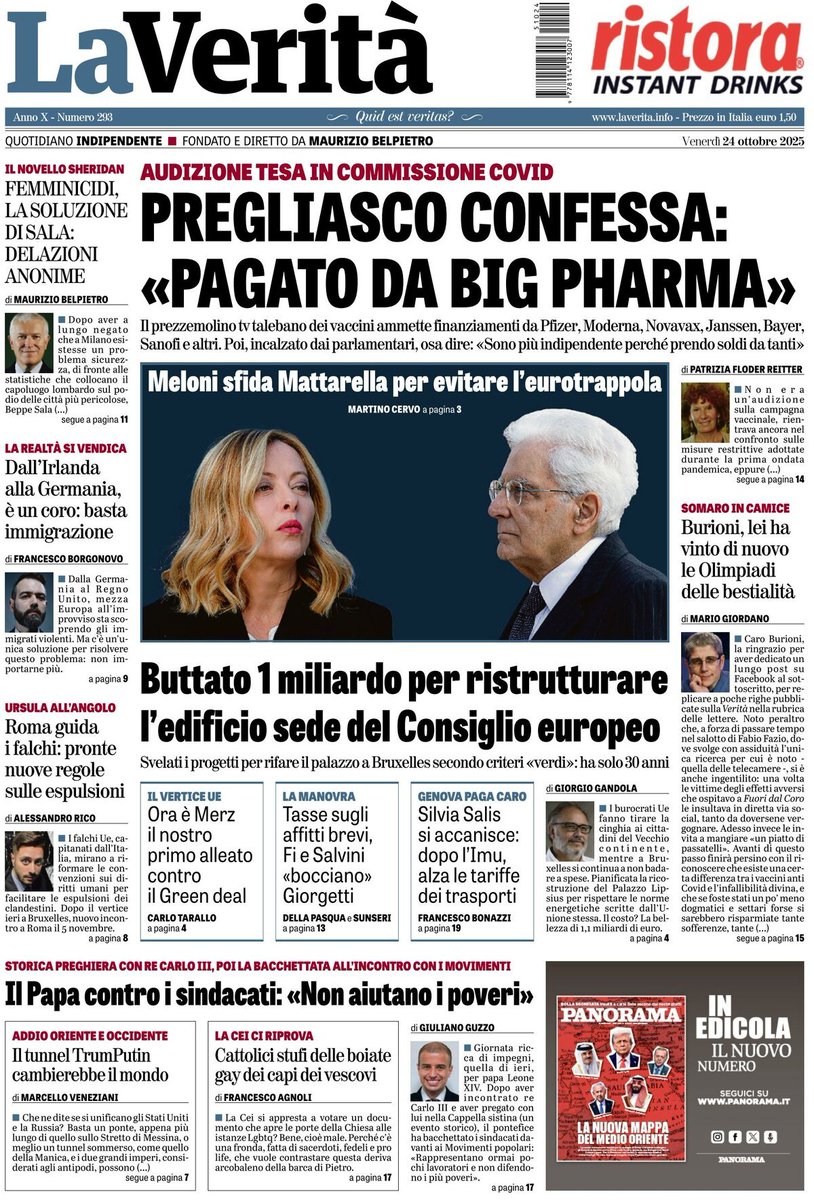 AUDIZIONE TESA IN COMMISSIONE COVID
PREGLIASCO CONFESSA: "PAGATO DA BIG PHARMA"
Il prezzemolino tv talebano dei vaccini ammette finanziamenti da Pfizer,Moderna,Novavax,Janssen, Baver,Sanofie altri. Poi, incalzato dai parlamentari, osa dire: "Sono pià indipendente perché prendo
