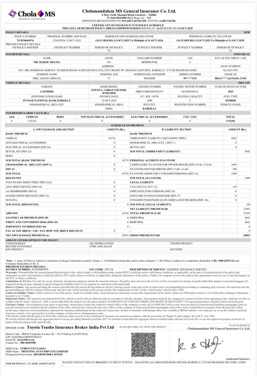Harshbhati94022's tweet image. I had trusted @Toyota_India for its quality and ethics, but my experience with Trust Toyota (Bareilly) has been disappointing.
Even after full payment before the RTOtax hike, the dealership failed to apply for tax on time, delaying delivery and now asking me to pay more or refund