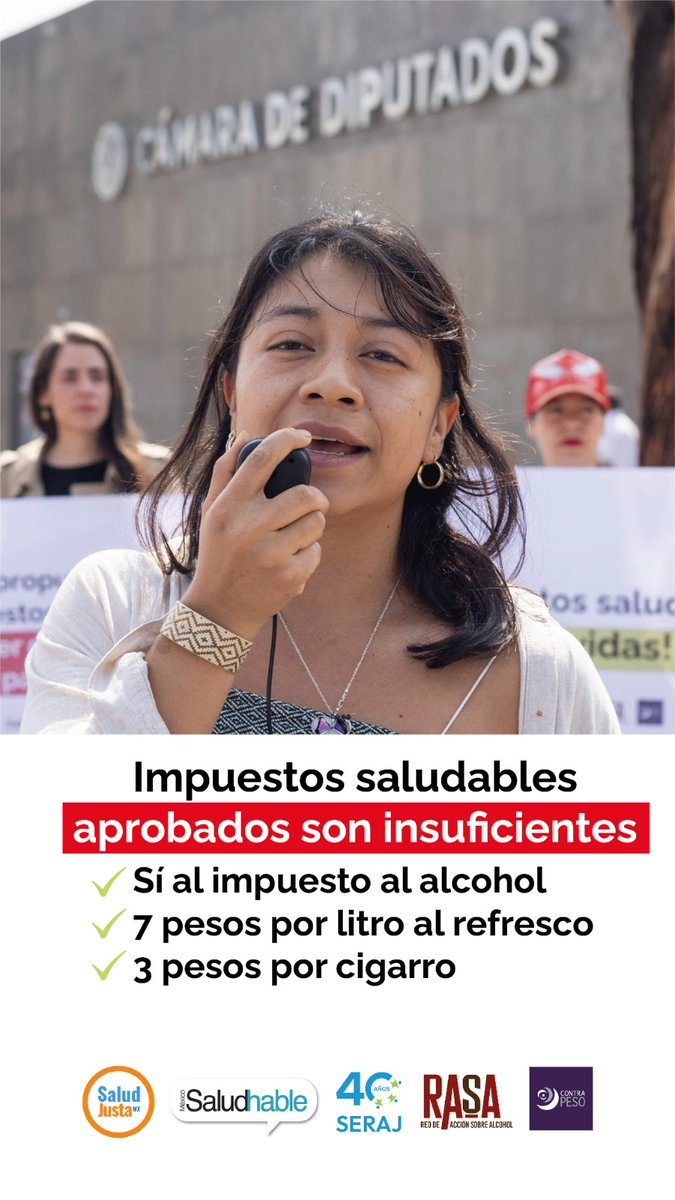 SaludJustaMx's tweet photo. El día de hoy frente a la @Mx_Diputados diversas organizaciones demandaron que la propuesta presentada sobre la Ley del IEPS es insuficiente, no va acorde a las recomendaciones internaciones que proponen subir 3 pesos por cigarro, y 7 pesos por litro a las bebidas azucaradas además de aplicar impuestos a bebidas alcohólicas.

@SaludJustaMX, @MxSaludHable, @serajac, Red de Acción sobre Alcohol, @ElPoderDelC y @ContrapesoMx reiteraron su compromiso de vigilar el trabajo legislativo.

@RicardoMonrealA
@CarolAntonioA
@JericoAbramoM
@RocioAbreuA
@LaloCastilloLop
Dip. Leticia Farfán Vázquez
@pfloreselizondo
@miron_carlos
@mariolopezlaborre
@HomeroNR
@ernesto_nu
@AdrianOsegueraK
@aramirezcuellar
@ReginaldoSF_PT
@ralbores
@memo_anaya
@AnaAyala_4T
@crloscanturosas
@ChrisCastroB
@fcastrotrenti
@gdehoyoswalther
Dip. LuisArmandoDiazLAD/ Francisco-Estrada
@soledadLuevano
@MarcelaMichelLO
@NarroJose
@VeroPerezHerr
@RiveraVivanco_
@EMILIOSL
@PaolaTenorioA
@evamariamxli
@MarybelVillegas

#ImpuestosJustosYa #3PesosPorCigarro #SaludPública