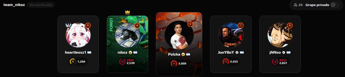 lobbys con este roster
twitch.tv/Polzka
<a href="/nikozfps/">nikoz 🕊️</a> <a href="/Jotita_Be/">Jonathan Muñoz</a> JNSO CHANCHESKA