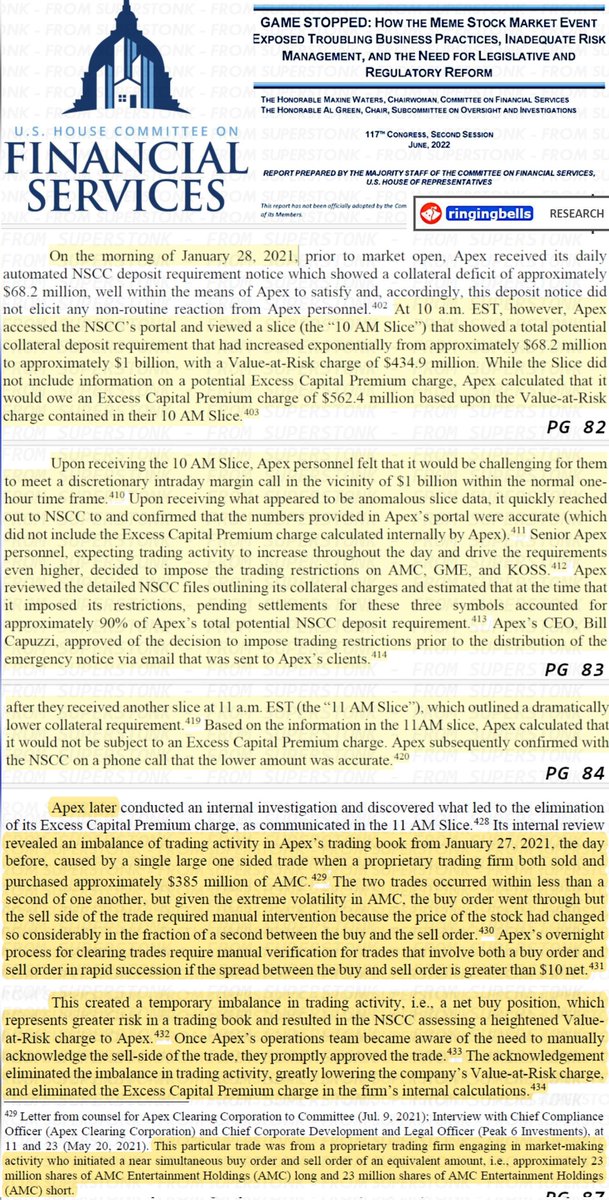 Ripped directly from the US House Committee on Financial Services GameStop Report. Mind you, we found this out 1 year later AFTER the 15+ hours of congressional hearings. This is what "Trade 385" refers to in regards to GameStop &amp; January 28, 2021. 100s of retail brokers put GME