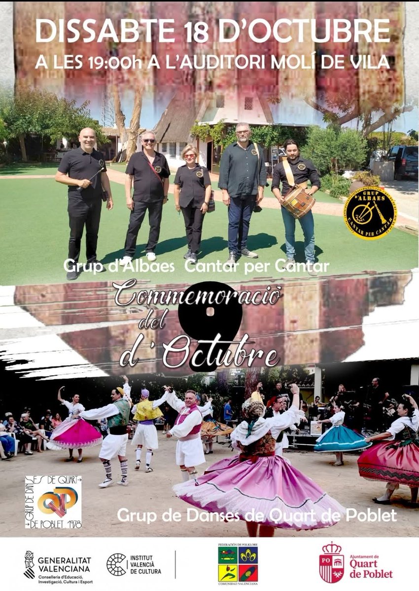 1/4 d10h Autoficció en la cultura catalana del XXI a Alacant/sala Miguel Hernández

2/4 d6hV <a href="/TROBADORETS/">Trobadorets</a> a Castelló/planetari

7hV ✓#TomàsdelosSantos  i <a href="/PauAlabajos/">Pau Alabajos</a> a VLC/auditori #JoanPlaça
✓ <a href="/BPenalba/">Borja Penalba</a> a Vilafamés/pl Ferrer Forns
✓ Grup d'Albaes a Quart de Poblet/auditori