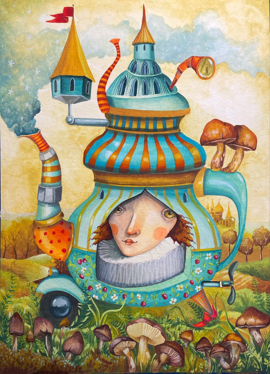 🇺🇦🇮🇱Viviana Hinojosa 💭🎗️ (@vivianolala) on Twitter photo El Observatorio II 
Gouache sobre papel. 
40 x 30 cm. El Observatorio II 
Gouache sobre papel. 
40 x 30 cm.