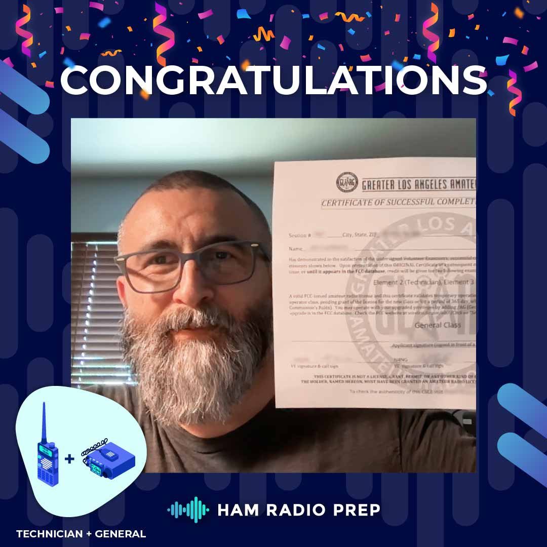 HamPrep's tweet image. 🚀 Huge congratulations to John from #Texas for earning both his #FCC Technician and General Class #HamRadio licenses! 🎉📡
John stepped into ham radio for all the right reasons — emergency communications, hobby enjoyment, DIY projects, offroading, and off-the-grid readiness.…