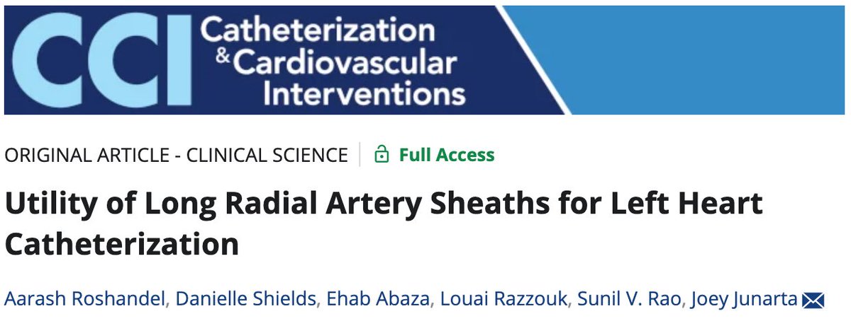 ARoshandelMD's tweet photo. Can longer radial artery sheaths prevent femoral crossover?

Our retrospective case series
suggests they might - highlighting a simple way to optimize transradial access.

Thank you to @JunartaMD @LouaiRazzouk and @SVRaoMD for the mentorship along the way!
https://t.co/K6Ine4q5Xj https://t.co/AHIYVyVBXH