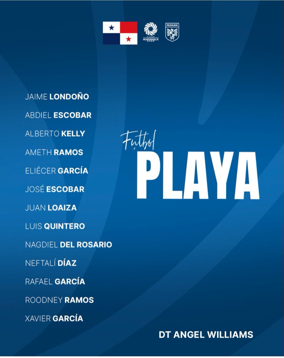 Juegos Deportivos Centroamericanos Guatemala 2025: Listados oficiales del fútbol
Aquí le dejamos los listados oficiales de los equipos panameños de Fútbol Playa Masculino, Futsal Masculino, Futsal Femenino, Sub-20 Masculino y Sub-23 Femenino