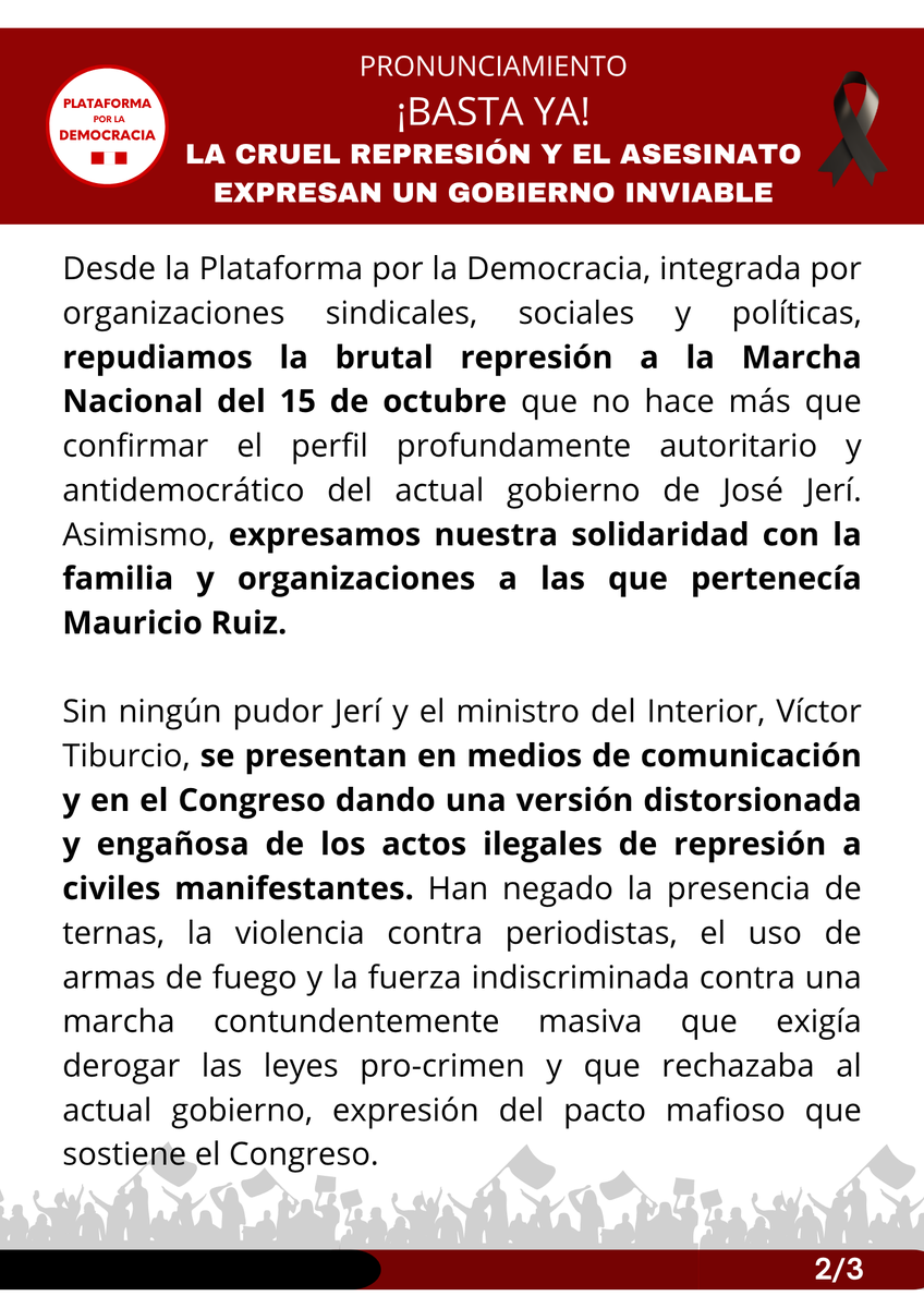 PlataformaXLademocracia Perú tweet media