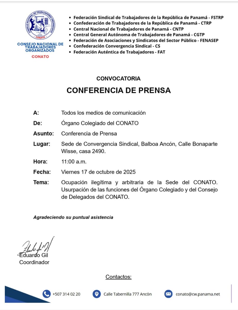 Conferencia de prensa 📣
Urgente