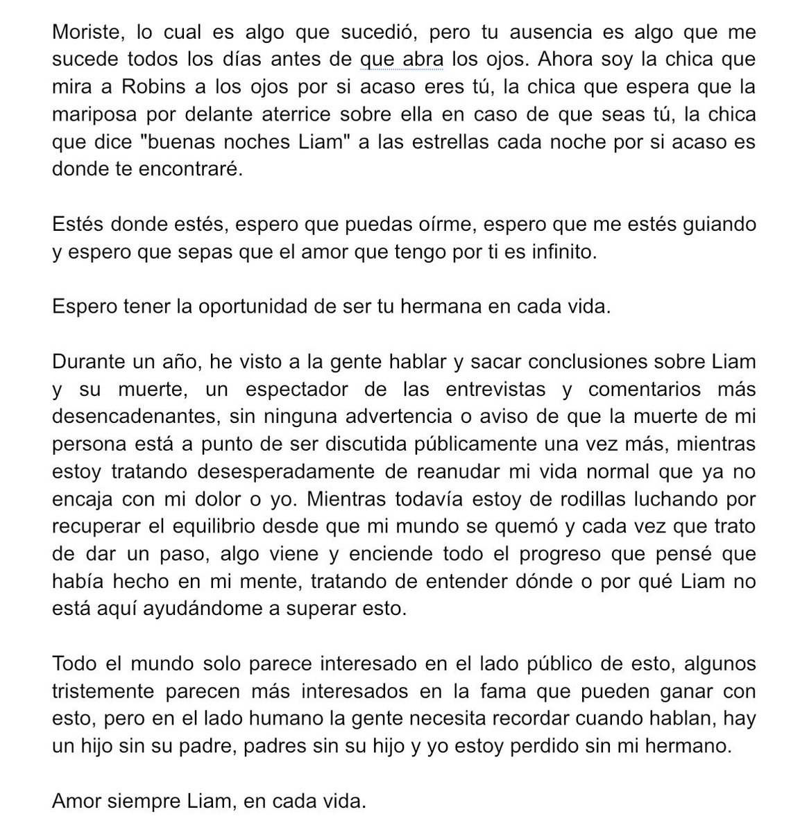 LPaynePeru's tweet photo. 🤍| Ruth, hermana de Liam, vía IG (Traducción) https://t.co/CedYb8B4XE