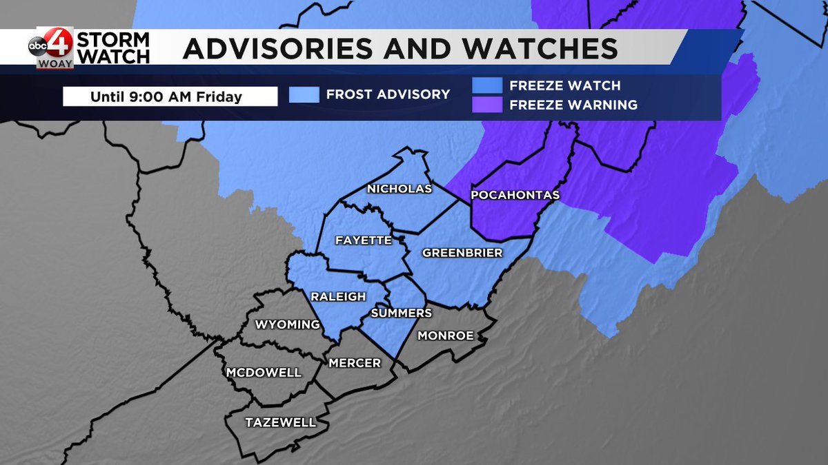 The National Weather Service has expanded the Frost Advisory in the last two hours. Here is the latest map. #wvwx